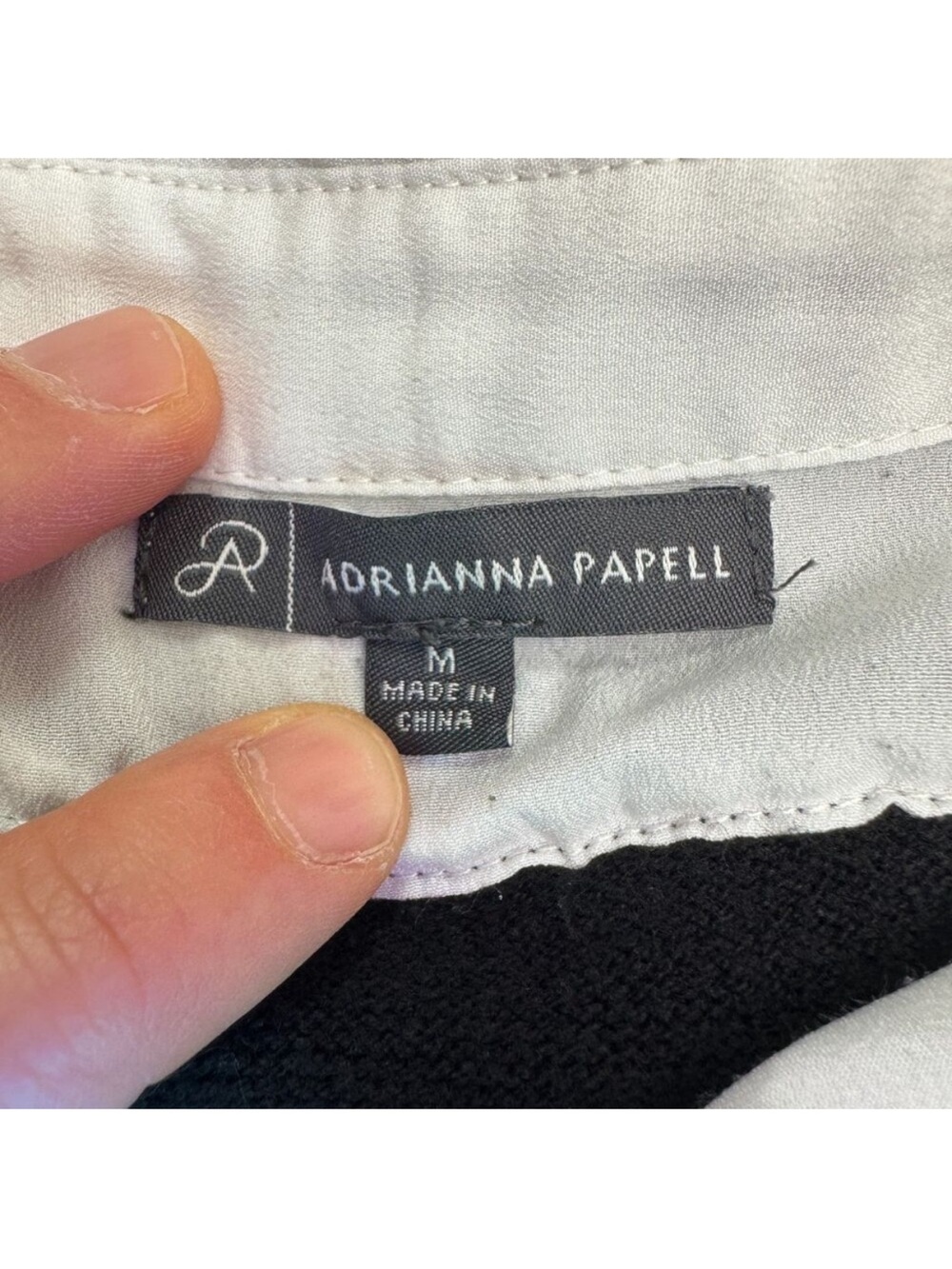 Adrianna Papell Black Layered-Look Crewneck Sweater with White Shirt Detail - Picture 7 of 13